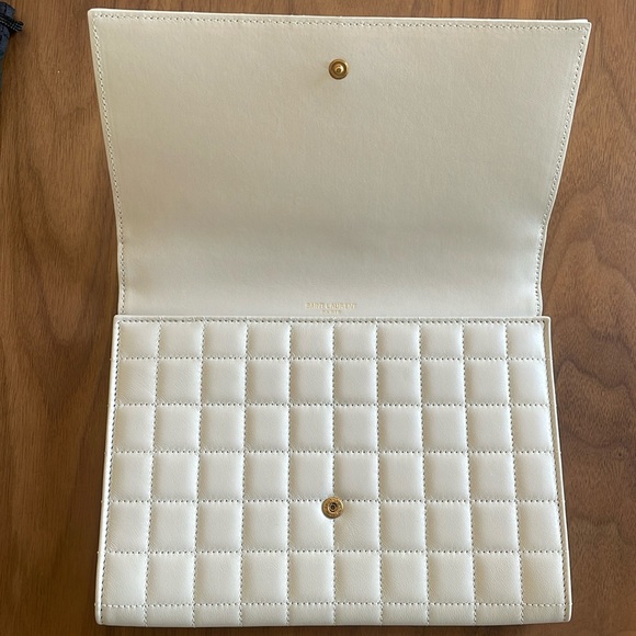 YSL Monogram Flap Clutch Bag in Quilted Smooth Leather - Picture 6 of 13